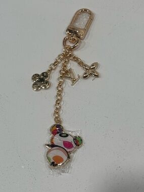 Louis Vuitton Gold-Tone Multicolor Bear Key & Card Holder Charm
